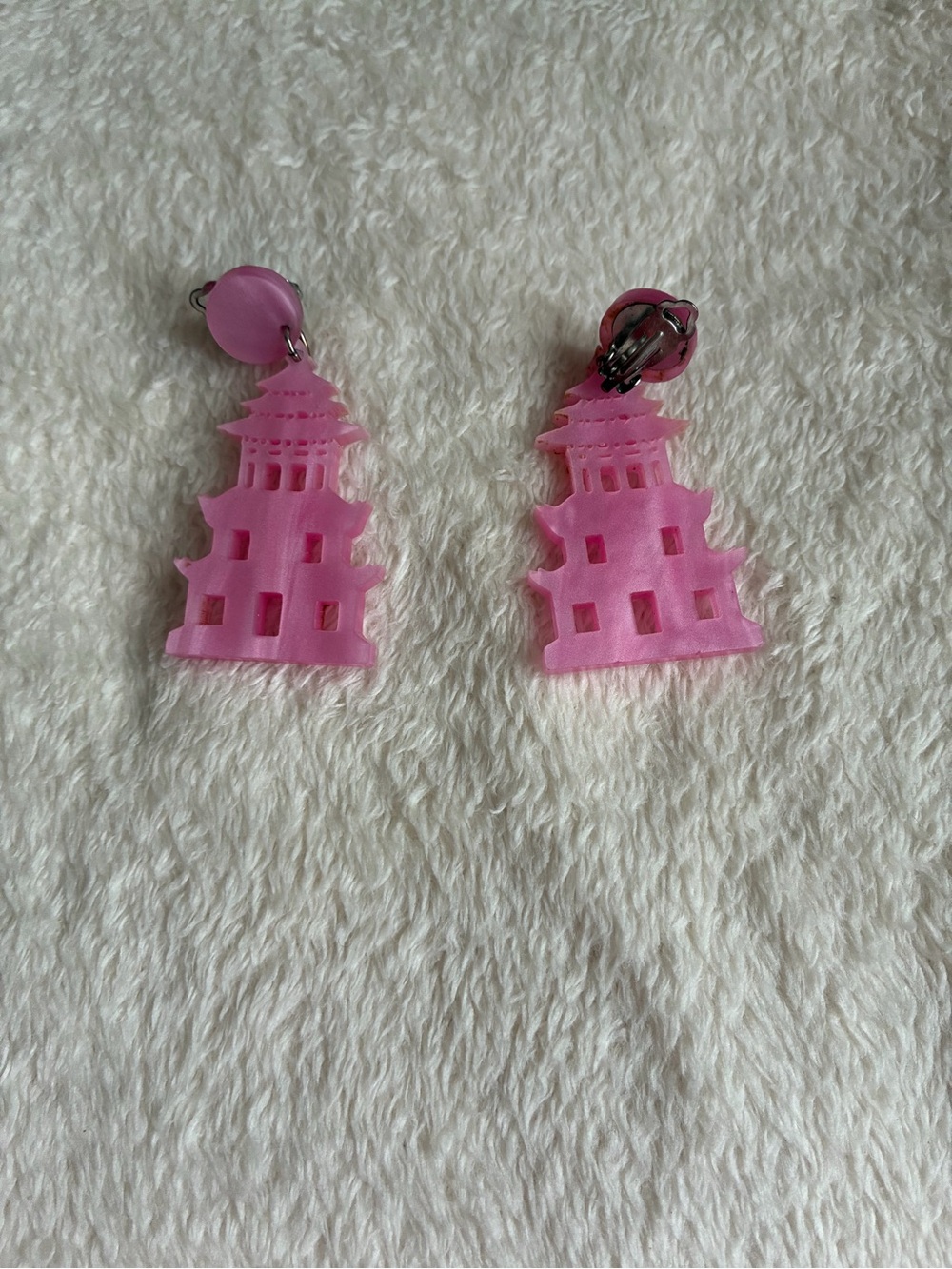 Pink Pagoda Clip-On Earrings for Kids